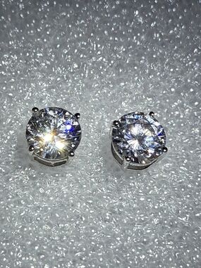 Sparkling 10K White Gold CZ Stud Earrings 2 ctw